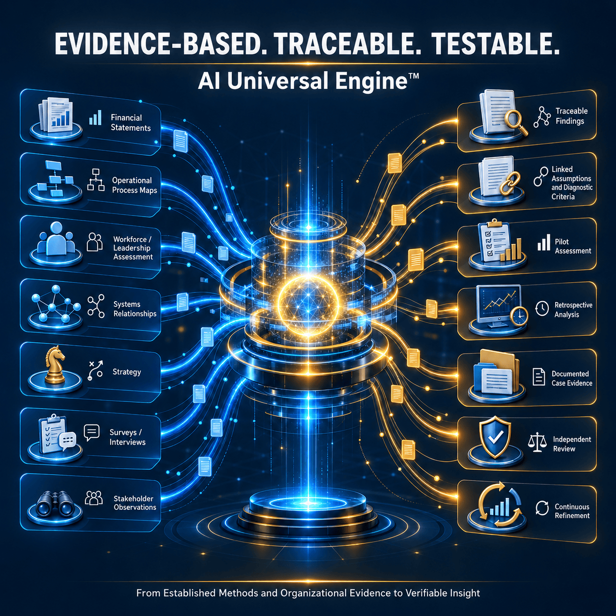 AI Universal Engine™ Evidence-Based. Traceable. Testable. AIUE™